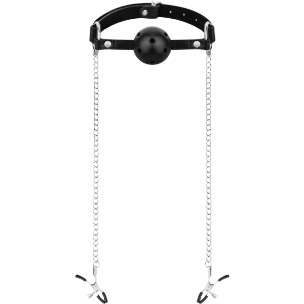 Ball Gag with Nipple Clamps