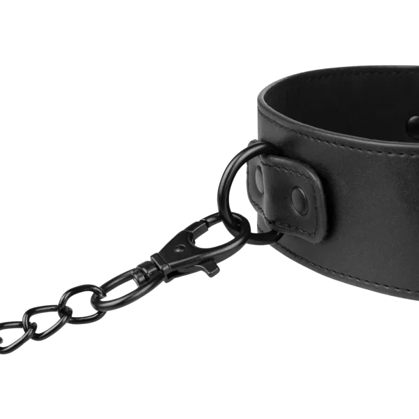 Faux Leather Collar & Chain